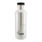 Laken Basic Steel Bottle Black Cap 1L Silver
