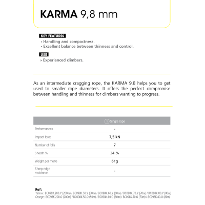 Beal Karma Classic Dynamic Rope 9.8mm 70m