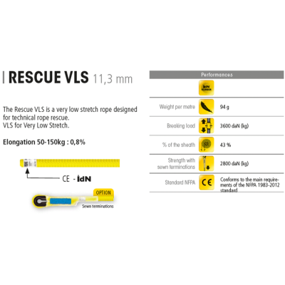 Beal Rescue VLS 11.3mm Semi Static Rope Per Meter