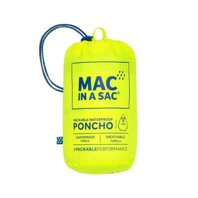 Mac In A Sac Waterproof Packable Poncho Neon Yellow