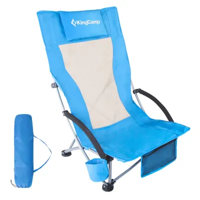 KingCamp High Mesh Back Beach Folding Chair Blue