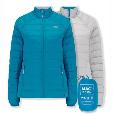 Mac In A Sac Polar Reversible Down Jacket Soft Grey LIght Petrol Women's